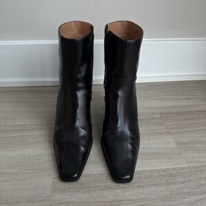 Mango Black Leather Ankle Boots